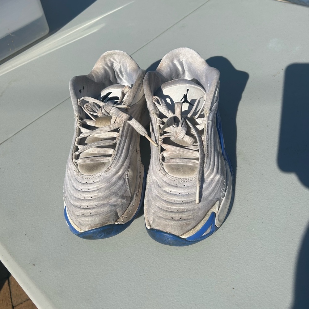 White and Blue Athletic Jordan Sneakers